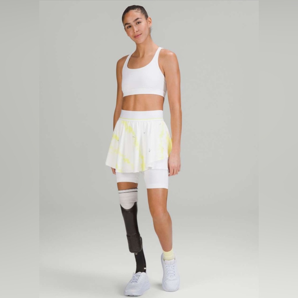 Lululemon Court Rival High-Rise Skirt in Cross Court Wash Electric Lemon Multi